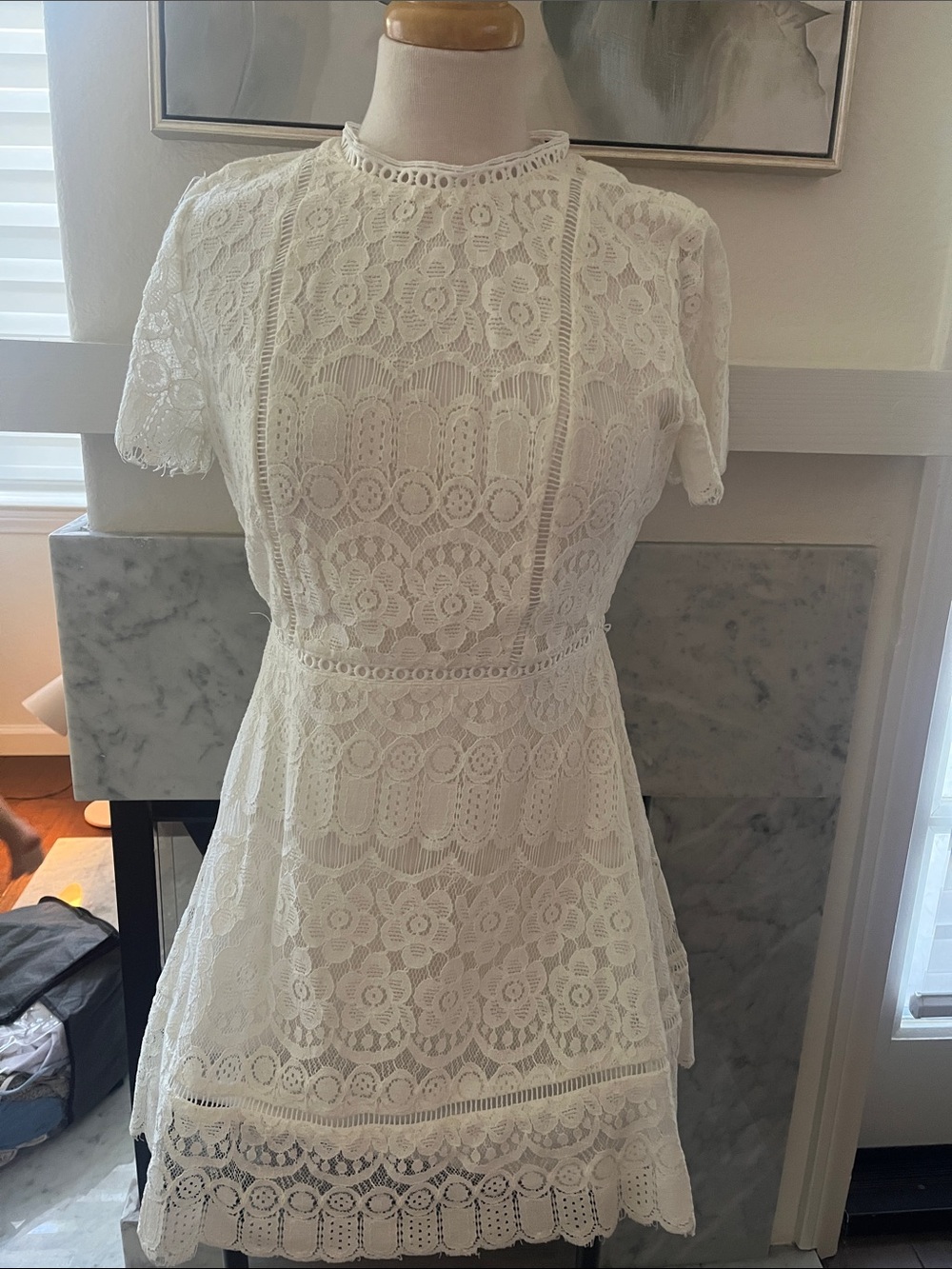 Moon River White Lace Mini Dress